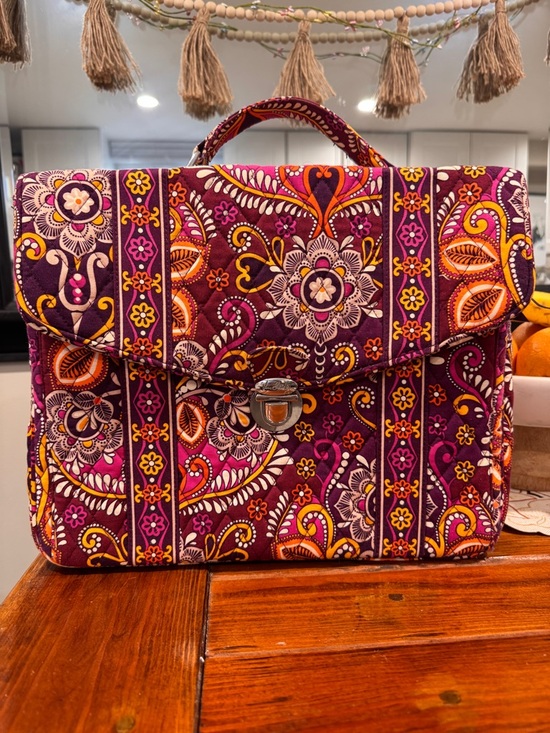 Vera Bradley Handbags - Vera Bradley Laptop Work Bag Paisley Print Travel Tote Briefcase Purple Orange